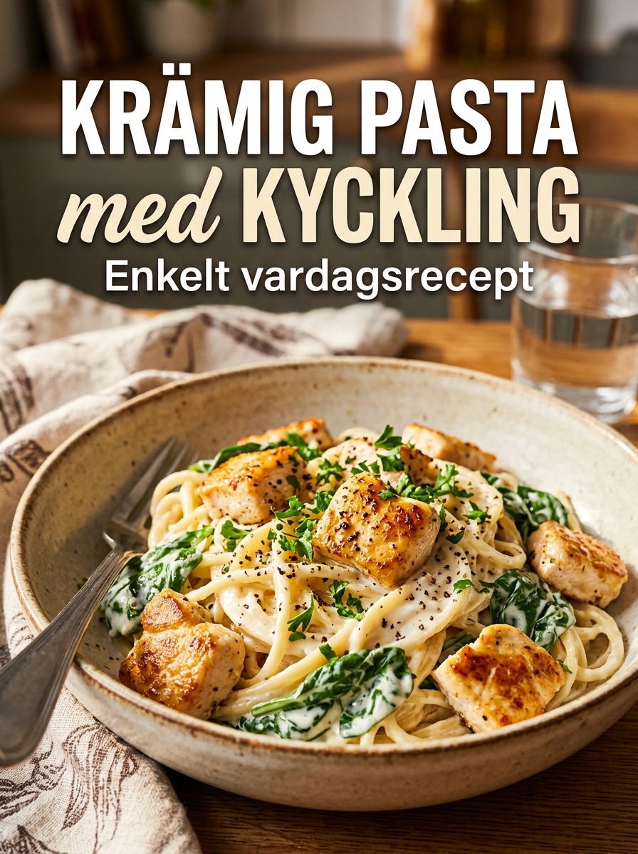 Krämig pasta med kyckling – enkelt vardagsrecept